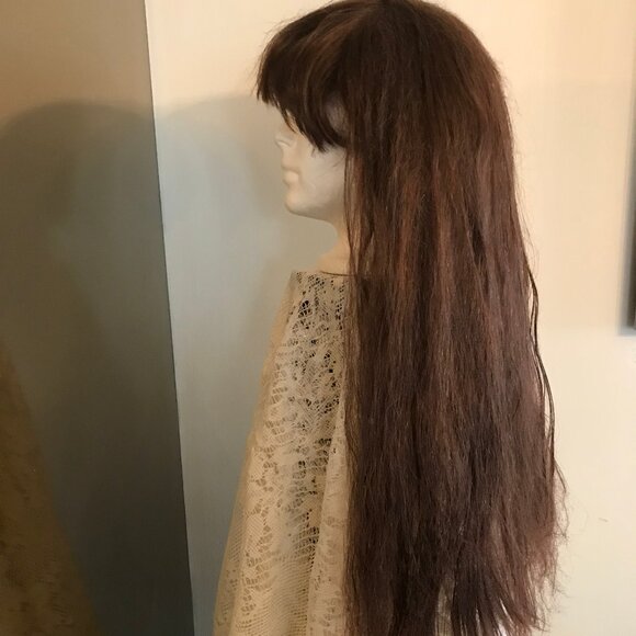 Ladies Long Straight Dark Brown Wig - Picture 4 of 6